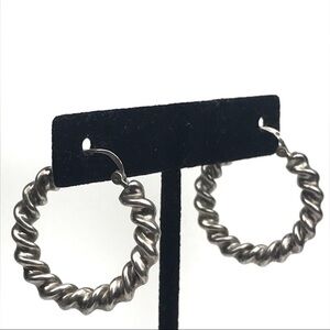Sterling Silver Twist Hoop Earrings